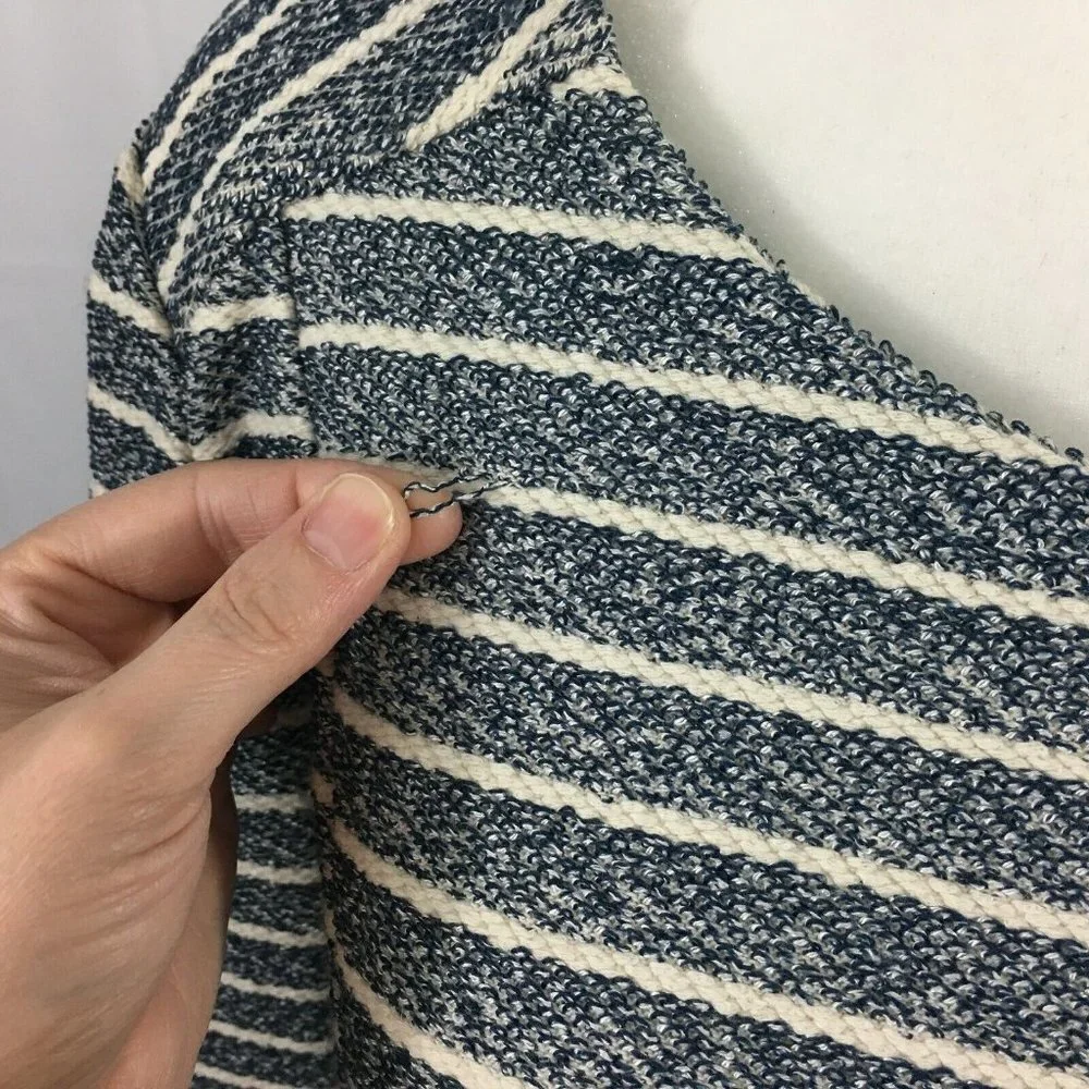 Lou & Grey Striped Blue White‎ Career Sweater W Asymmetrical Zipper Size Small